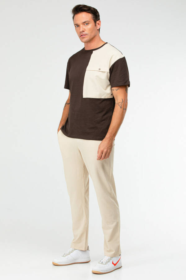 Kahverengi Oversize Pamuklu O Yaka Kısa Kol Erkek Eşofman Takım xb0094 - Speedlife (1)