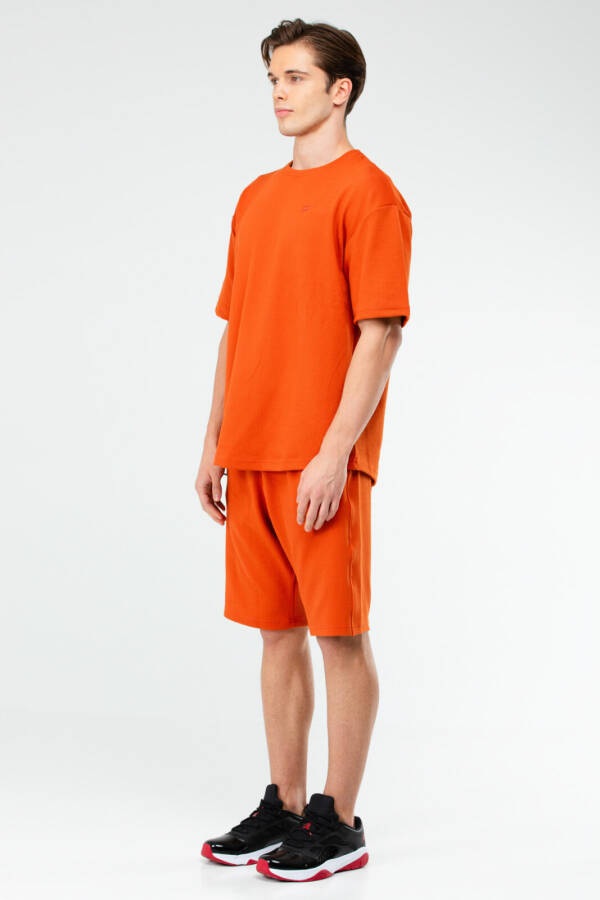 Kiremit Oversize Bisiklet Yaka Basic Erkek Şort Takım xb0067 - Speedlife (1)