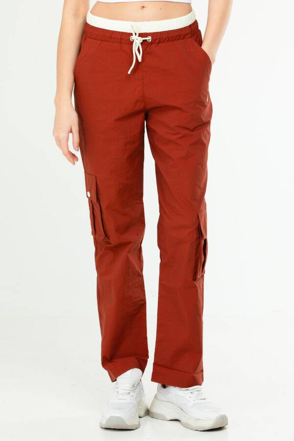 Kiremit Regular Kargo Cep Yüksek Bel Düz Paça Kadın Eşofman Alt SD0942 - Speedlife