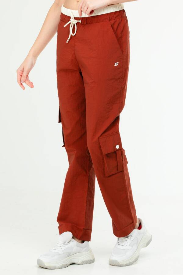 Kiremit Regular Kargo Cep Yüksek Bel Düz Paça Kadın Eşofman Alt SD0942 - Speedlife (1)