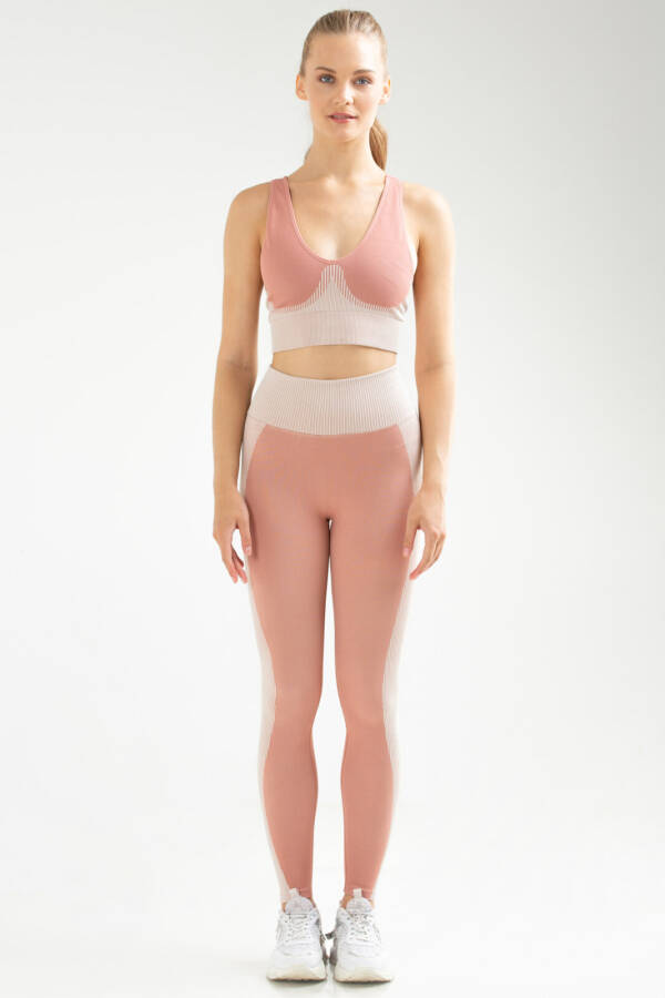 Kiremit Slim Fit Yüksek Bel Toparlayıcı Seamless Kadın Tayt Takım ssb0007 - Speedlife