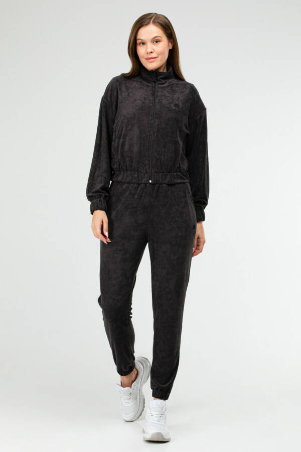 Koyu Antrasit Regular Modal Lastik Paça Havlu Kadın Eşofman Takım sa2698 - Speedlife
