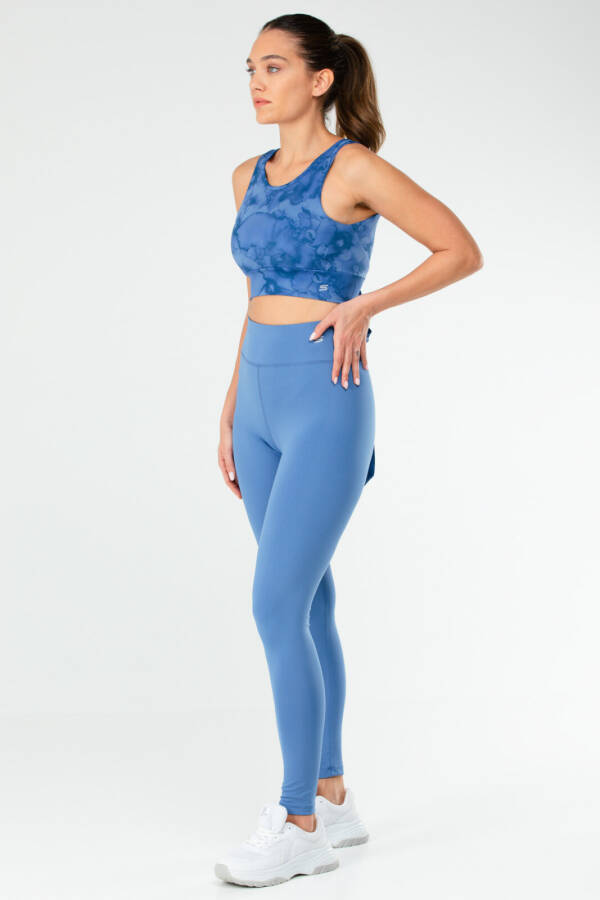 Koyu Mavi Slim Fit Micro Yüksek Bel Toparlayıcı Kadın Tayt Takım sb0848 - Speedlife (1)
