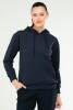 Lacivert Oversize Basic Pamuklu Kapüşonlu Kanguru Cep Kadın Sweatshirt SC1242 