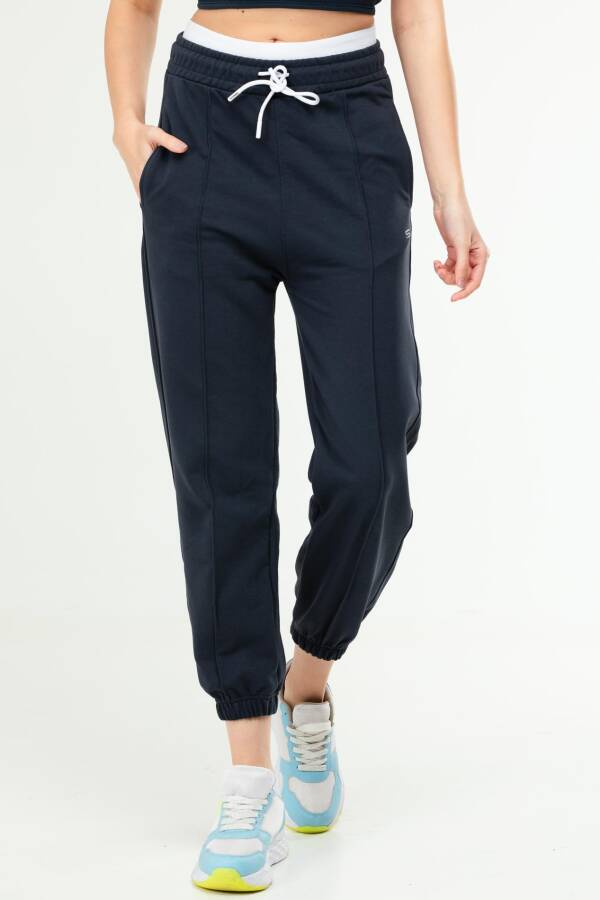 Lacivert Oversize Basic Pamuklu Yüksek Bel Lastik Paça Kadın Eşofman Alt SD1000 - Speedlife