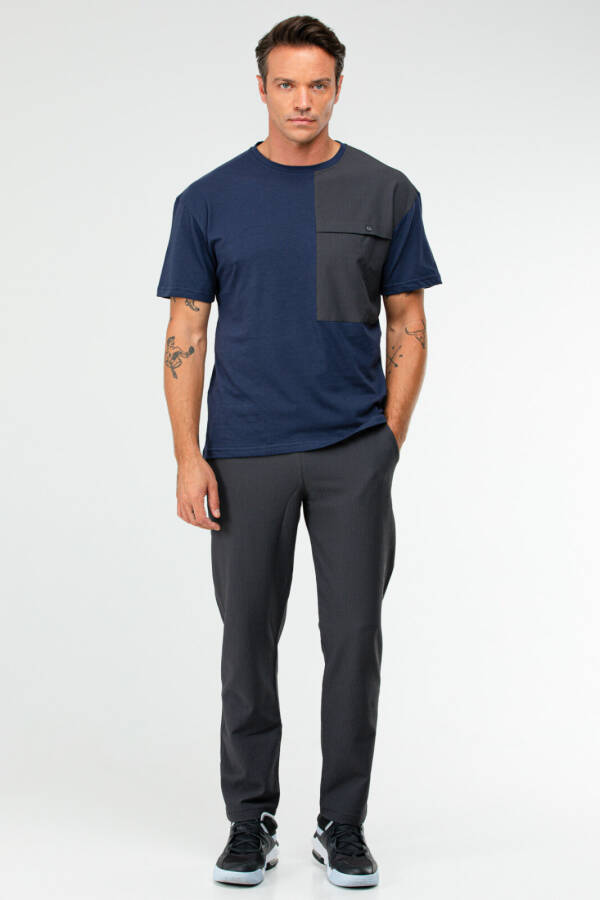 Lacivert Oversize Pamuklu O Yaka Kısa Kol Erkek Eşofman Takım xb0094 - Speedlife