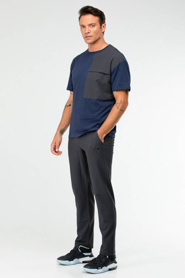 Lacivert Oversize Pamuklu O Yaka Kısa Kol Erkek Eşofman Takım xb0094 - Speedlife (1)