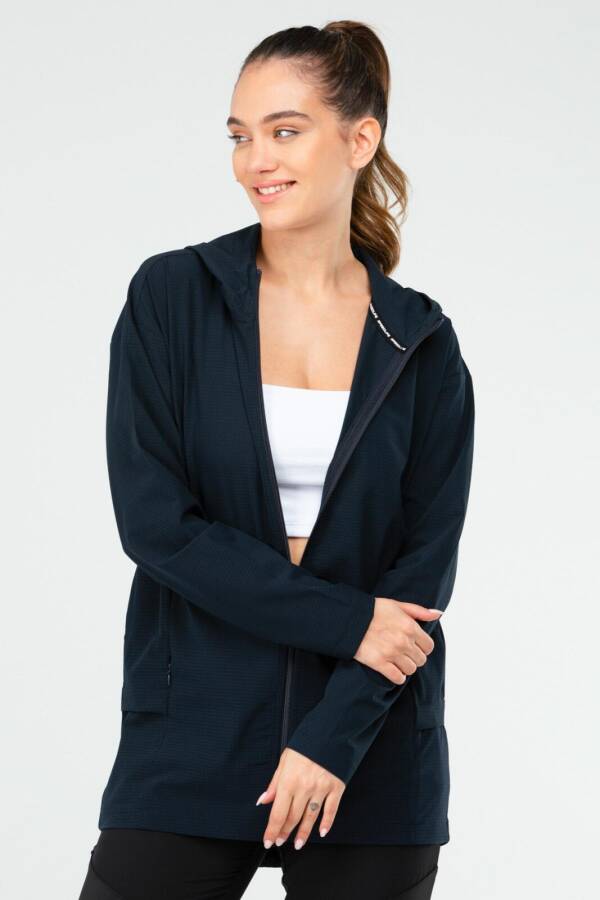 Lacivert Regular Fit Düz Kapüşonlu Kadın Tunik sc1109 - Speedlife (1)