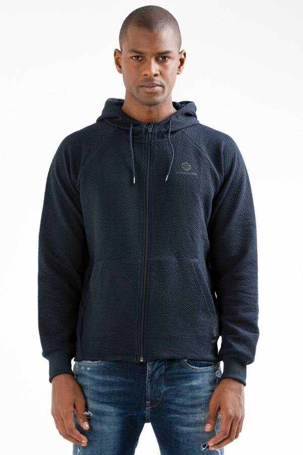 Lacivert Regular Kapitone Kapüşonlu Erkek Sweatshirt xc2181 - Speedlife