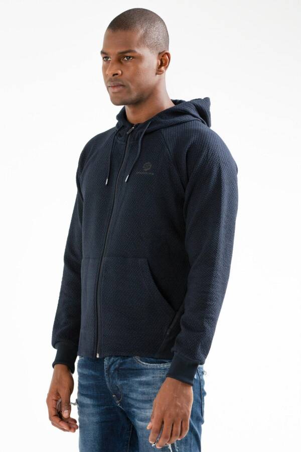 Lacivert Regular Kapitone Kapüşonlu Erkek Sweatshirt xc2181 - Speedlife (1)