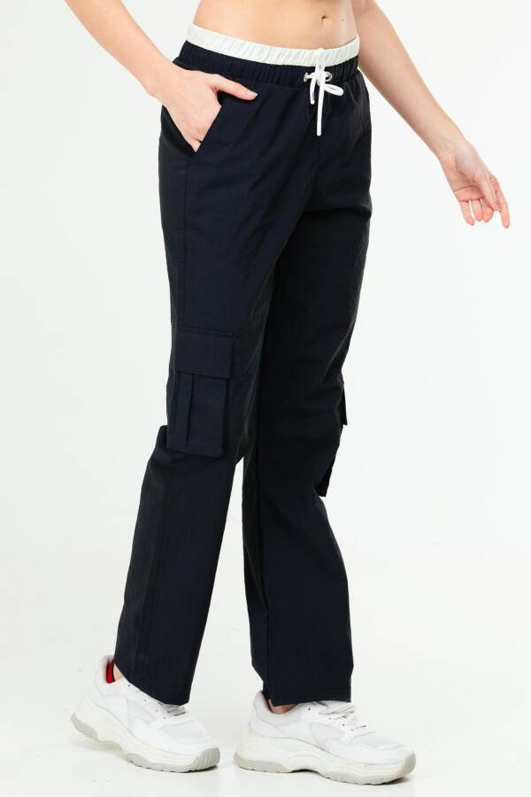 Lacivert Regular Kargo Cep Yüksek Bel Düz Paça Kadın Eşofman Alt SD0942 - Speedlife (1)