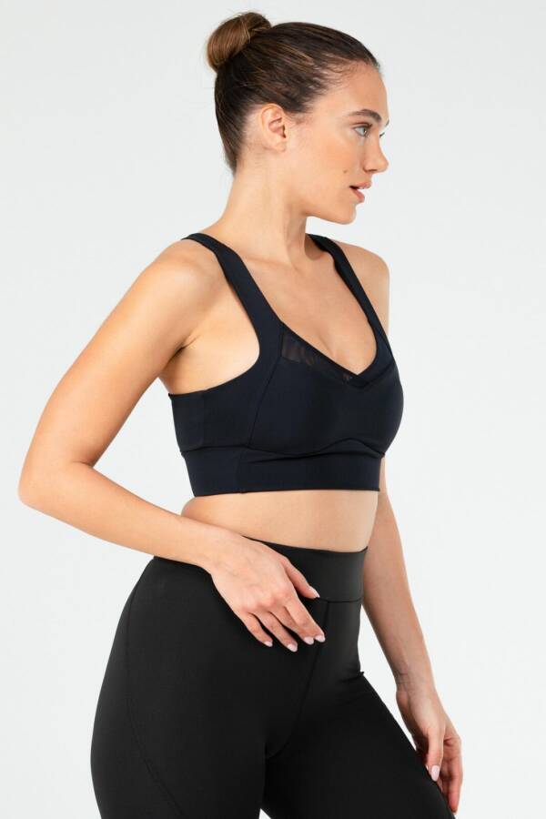 Lacivert Regular Micro Açık Yaka Kadın Sporcu Sütyeni Bra sf0643 - Speedlife (1)