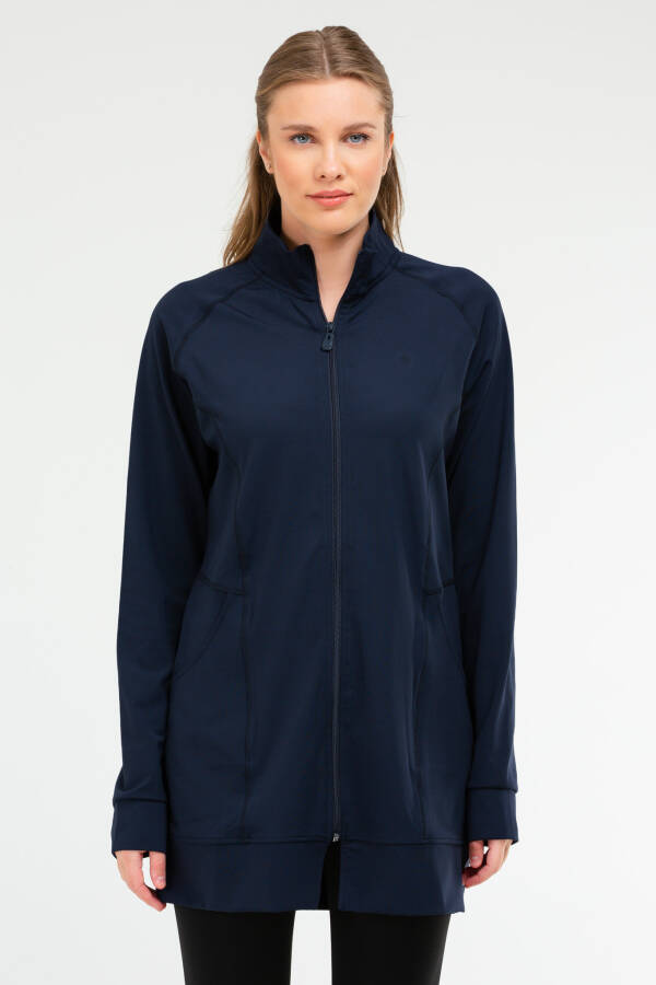 Lacivert Regular Micro Dik Yaka Kadın Tunik sc1086 - Speedlife