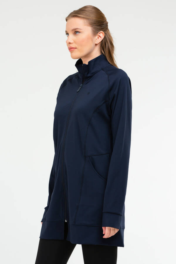 Lacivert Regular Micro Dik Yaka Kadın Tunik sc1086 - Speedlife (1)