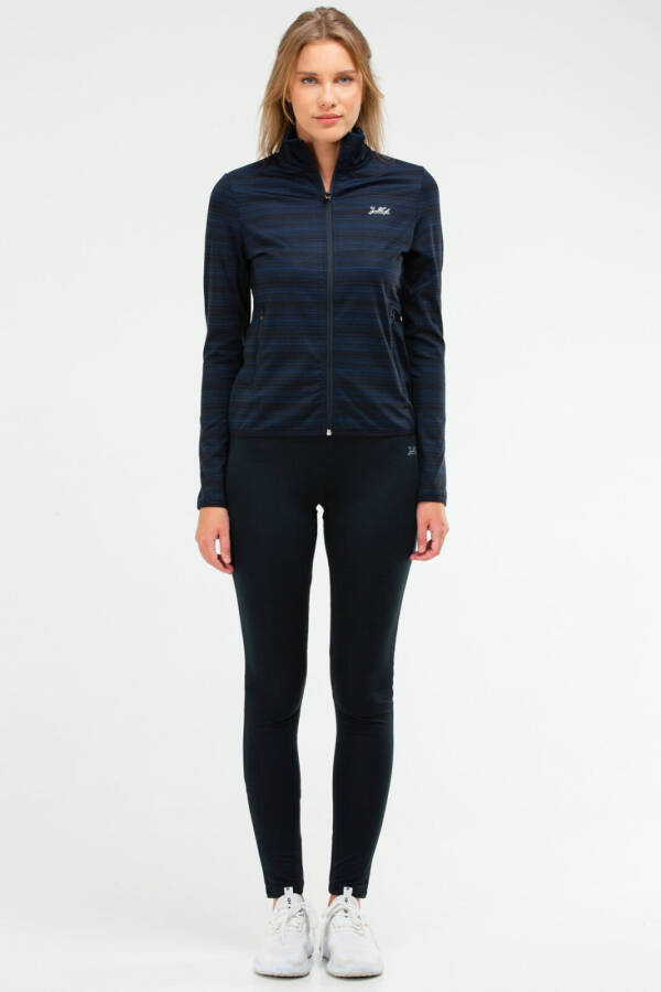 Lacivert Slim Fit Dalgıç Kumaş Dik Yaka Kadın Tayt Takım sa2296 - Speedlife