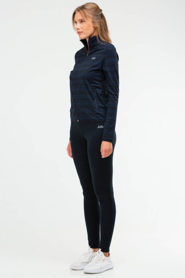 Lacivert Slim Fit Dalgıç Kumaş Dik Yaka Kadın Tayt Takım sa2296 - Speedlife (1)