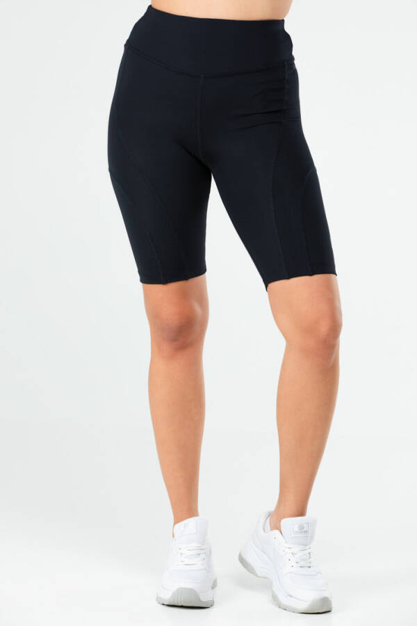 Lacivert Slim Fit Micro Yüksek Bel Toparlayıcı Biker Kadın Tayt st0043 - Speedlife (1)