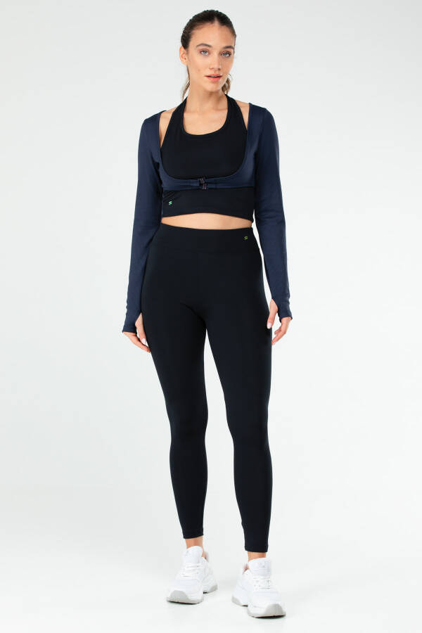 Lacivert Slim Fit Micro Yüksek Bel Toparlayıcı Kadın Tayt Takım sb0847 - Speedlife