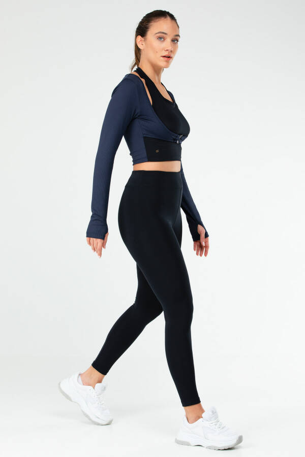 Lacivert Slim Fit Micro Yüksek Bel Toparlayıcı Kadın Tayt Takım sb0847 - Speedlife (1)