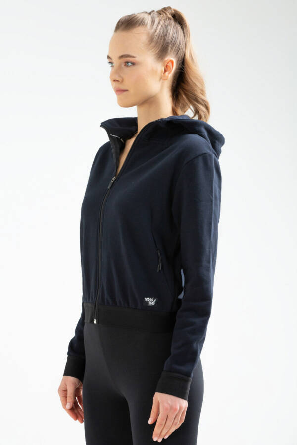 Lacivert Slim Fit Pamuklu Kapüşonlu Kadın Sweatshirt sc0962 - Speedlife (1)