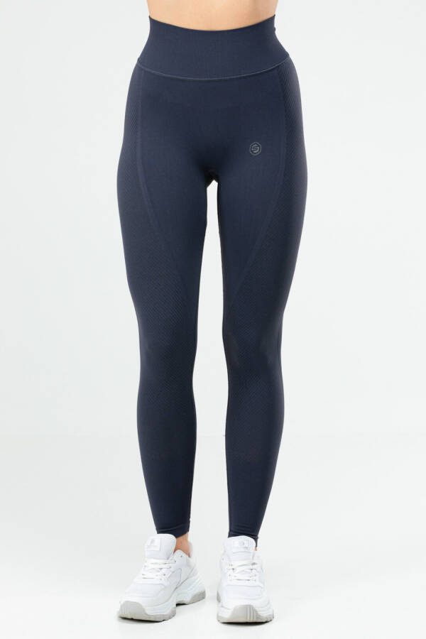 Lacivert Slim Fit Yüksek Bel Toparlayıcı Seamless Kadın Tayt ssd0024 - Speedlife