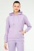 Lila Oversize Basic Pamuklu Kapüşonlu Kanguru Cep Kadın Sweatshirt SC1242 