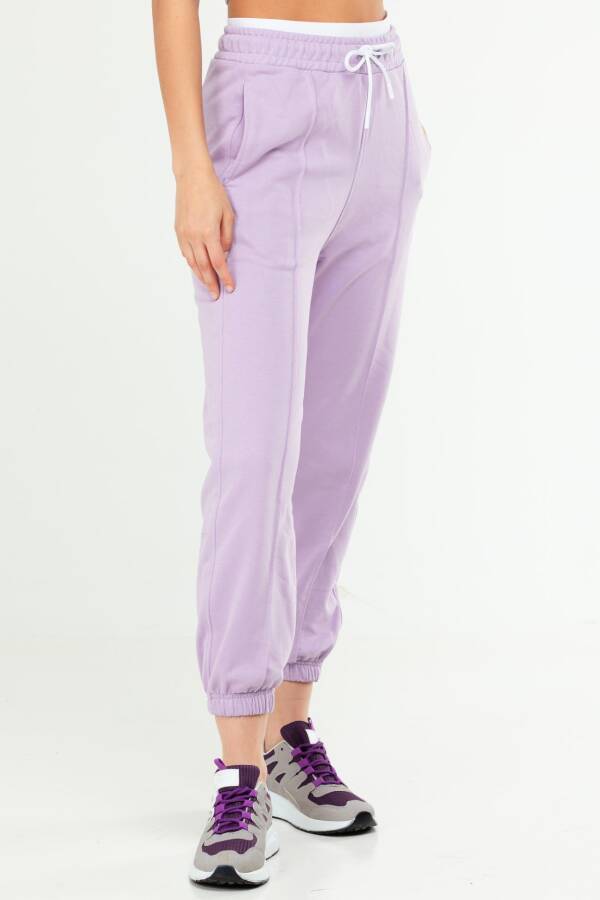 Lila Oversize Basic Pamuklu Yüksek Bel Lastik Paça Kadın Eşofman Alt SD1000 - Speedlife (1)