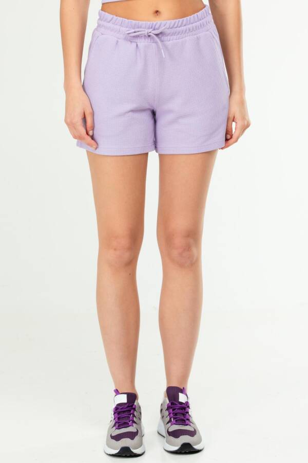 Lila Regular Basic 100% Pamuk Yandan Cep Yüksek Bel Kadın Şort SE0153 - Speedlife