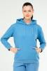 Mavi Oversize Basic Pamuklu Kapüşonlu Kanguru Cep Kadın Sweatshirt SC1242 