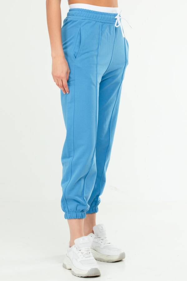 Mavi Oversize Basic Pamuklu Yüksek Bel Lastik Paça Kadın Eşofman Alt SD1000 - Speedlife (1)