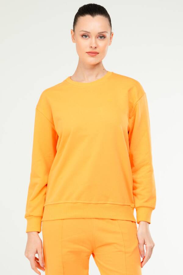Oranj Oversize Basic Pamuklu Bisiklet Yaka Uzun Kol Kadın Sweatshirt SC1241 - Speedlife