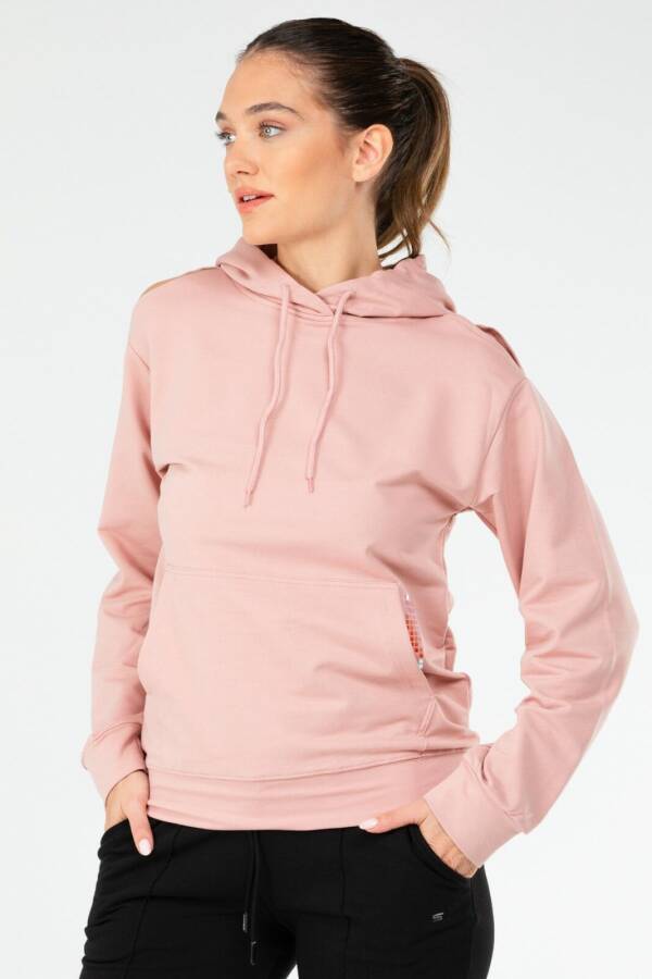 Orkide Regular Pamuklu Kapüşonlu Kanguru Cep Kadın Sweatshirt sc1179 - Speedlife (1)