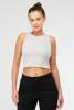 Bej Slim Fit Pamuklu Açık Yaka Crop Top Kaşkorse Kadın Tişört SF0751 