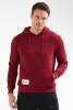 Bordo Regular Pamuklu Kanguru Cep Kapüşonlu Erkek Sweatshirt XC2173 