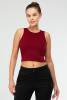 Bordo Slim Fit Pamuklu Açık Yaka Crop Top Kaşkorse Kadın Tişört SF0751 