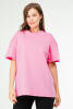 Speedlife Pembe Oversize Basic 100% Pamuk Bisiklet Yaka Kısa Kol Kadın Tişört SF0756 