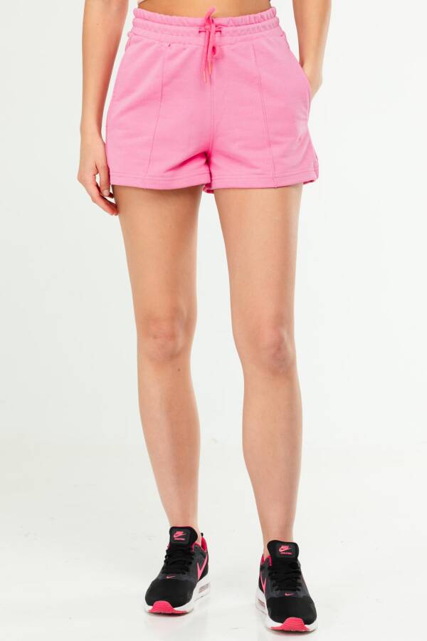 Pembe Oversize Basic Pamuklu Yandan Cep Yüksek Bel Kadın Şort SE0152 - Speedlife