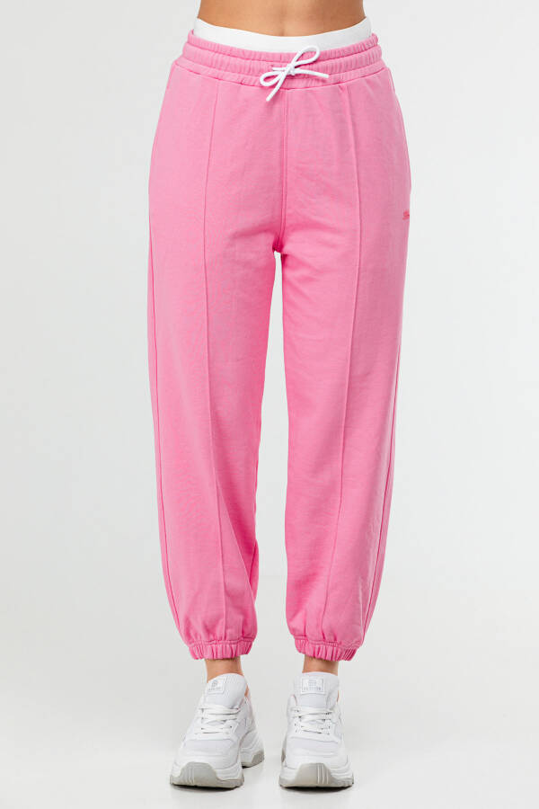 Pembe Oversize Basic Pamuklu Yüksek Bel Lastik Paça Kadın Eşofman Alt SD1000 - Speedlife