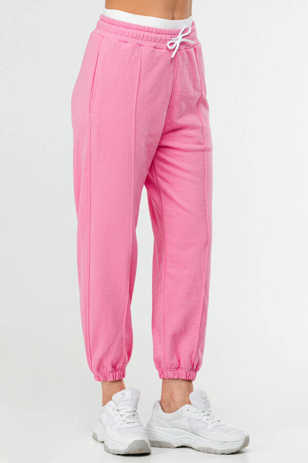 Pembe Oversize Basic Pamuklu Yüksek Bel Lastik Paça Kadın Eşofman Alt SD1000 - Speedlife (1)