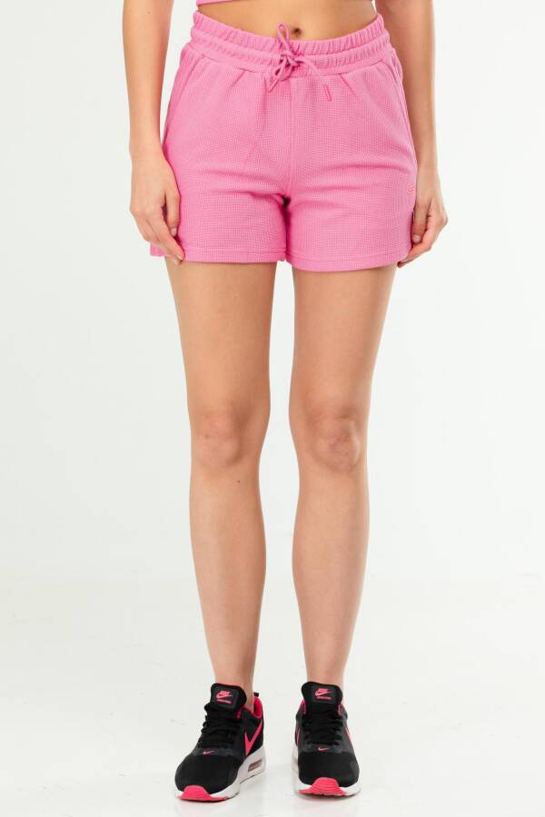 Pembe Regular Basic 100% Pamuk Yandan Cep Yüksek Bel Kadın Şort SE0153 - Speedlife