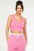 Pembe Slim Fit Basic Kaşkorse Askılı Kolsuz Kadın Crop Top SC1242 