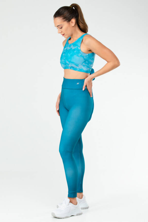 Petrol Slim Fit Micro Yüksek Bel Toparlayıcı Kadın Tayt Takım sb0848 - Speedlife (1)