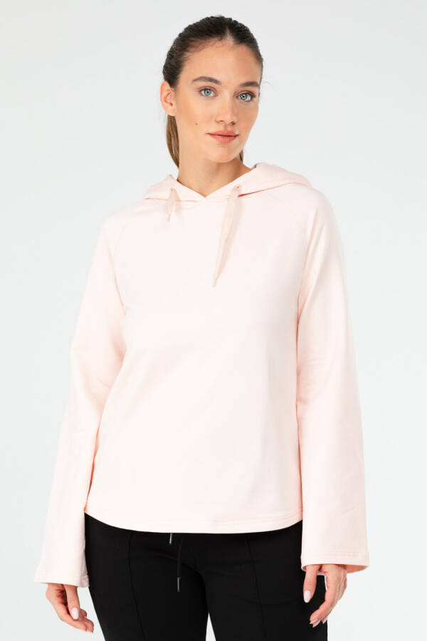 Pudra Regular Pamuklu Kapüşonlu Kadın Sweatshirt sc1176 - Speedlife