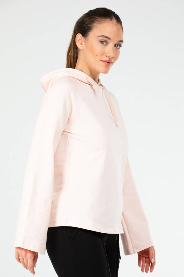 Pudra Regular Pamuklu Kapüşonlu Kadın Sweatshirt sc1176 - Speedlife (1)