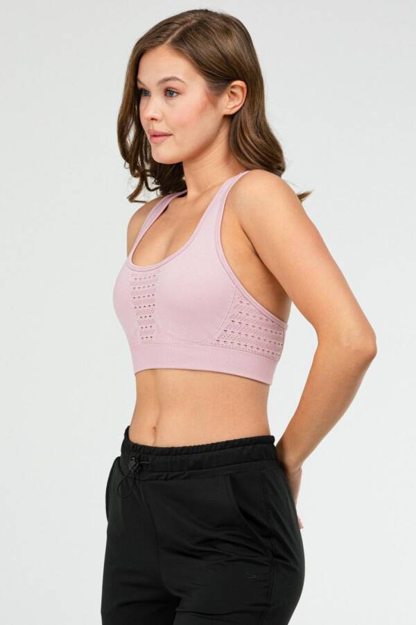Pudra Slim Fit Açık Yaka Seamless Kadın Sporcu Sütyeni Bra ssf0003 - Speedlife (1)