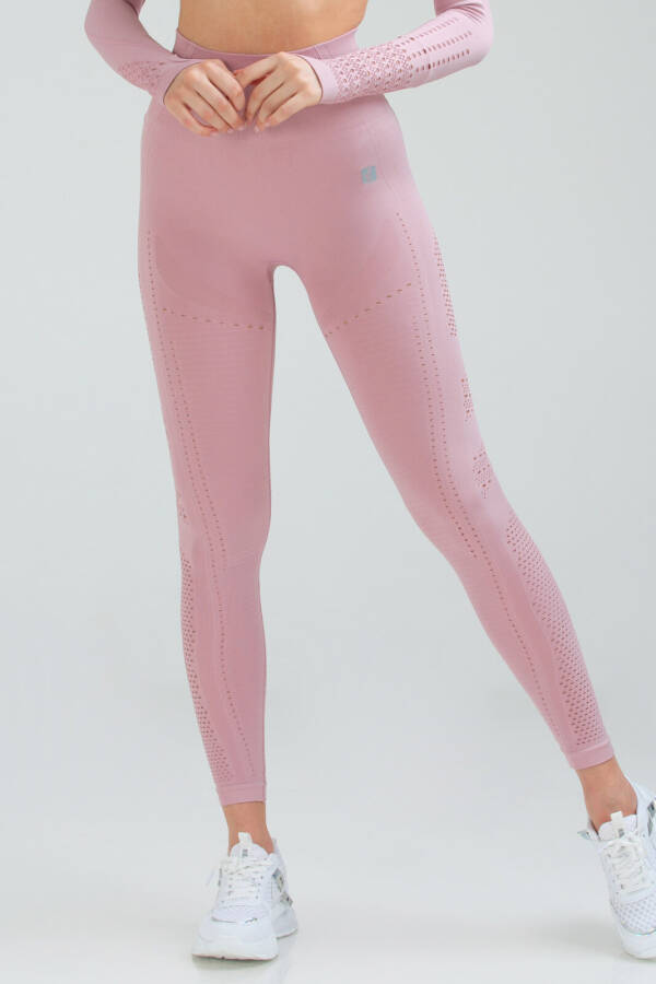 Pudra Slim Fit Yüksek Bel Toparlayıcı Seamless Kadın Tayt ssd0004 - Speedlife