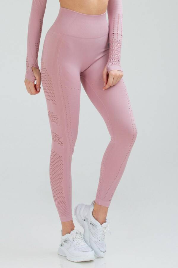 Pudra Slim Fit Yüksek Bel Toparlayıcı Seamless Kadın Tayt ssd0004 - Speedlife (1)