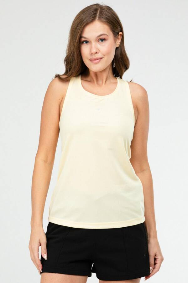 Sarı Regular Düz Micro Açık Yaka Kolsuz Kadın Tişört sf0709 - Speedlife