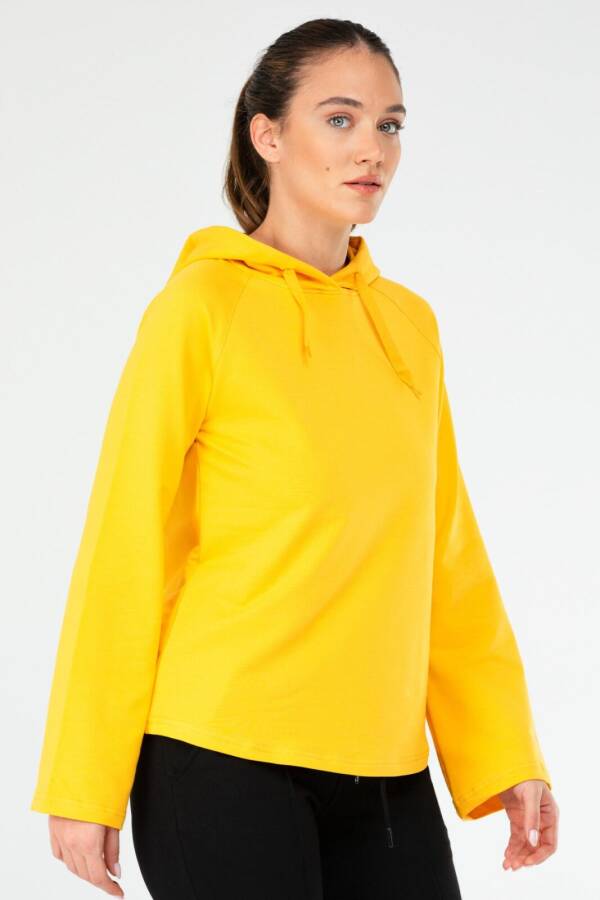 Sarı Regular Pamuklu Kapüşonlu Kadın Sweatshirt sc1176 - Speedlife (1)
