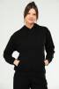 Siyah Oversize Basic Pamuklu Kapüşonlu Kanguru Cep Kadın Sweatshirt SC1242 